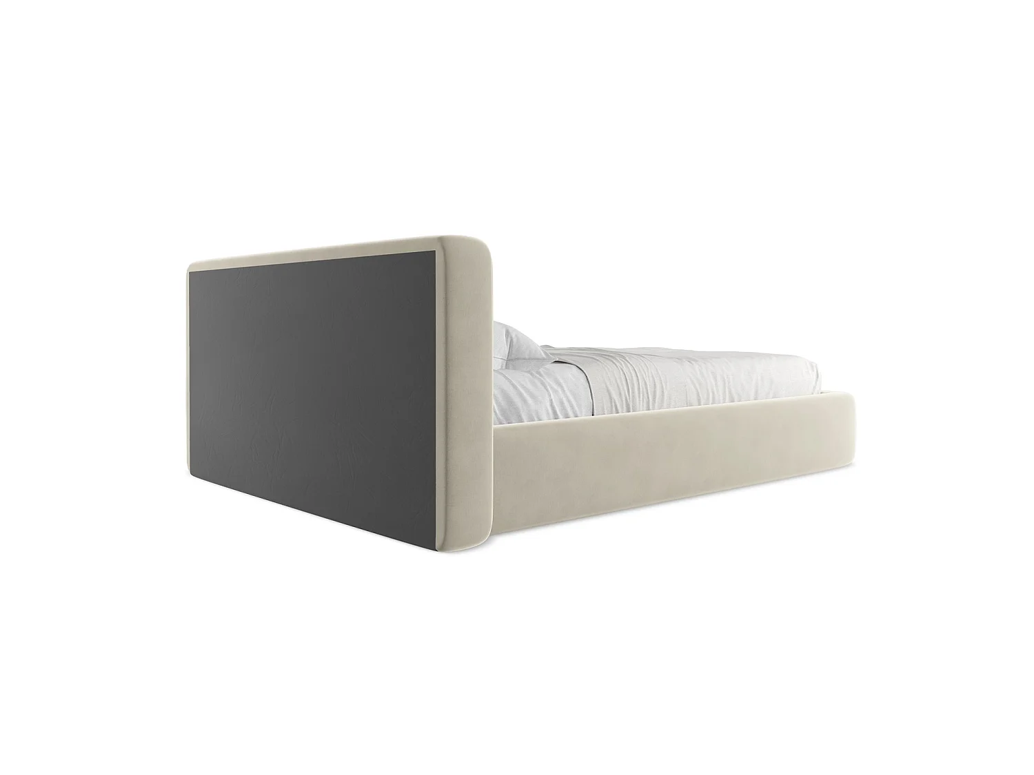 Lit coffre en velours 180 x 225 - perle - FIRENZE
