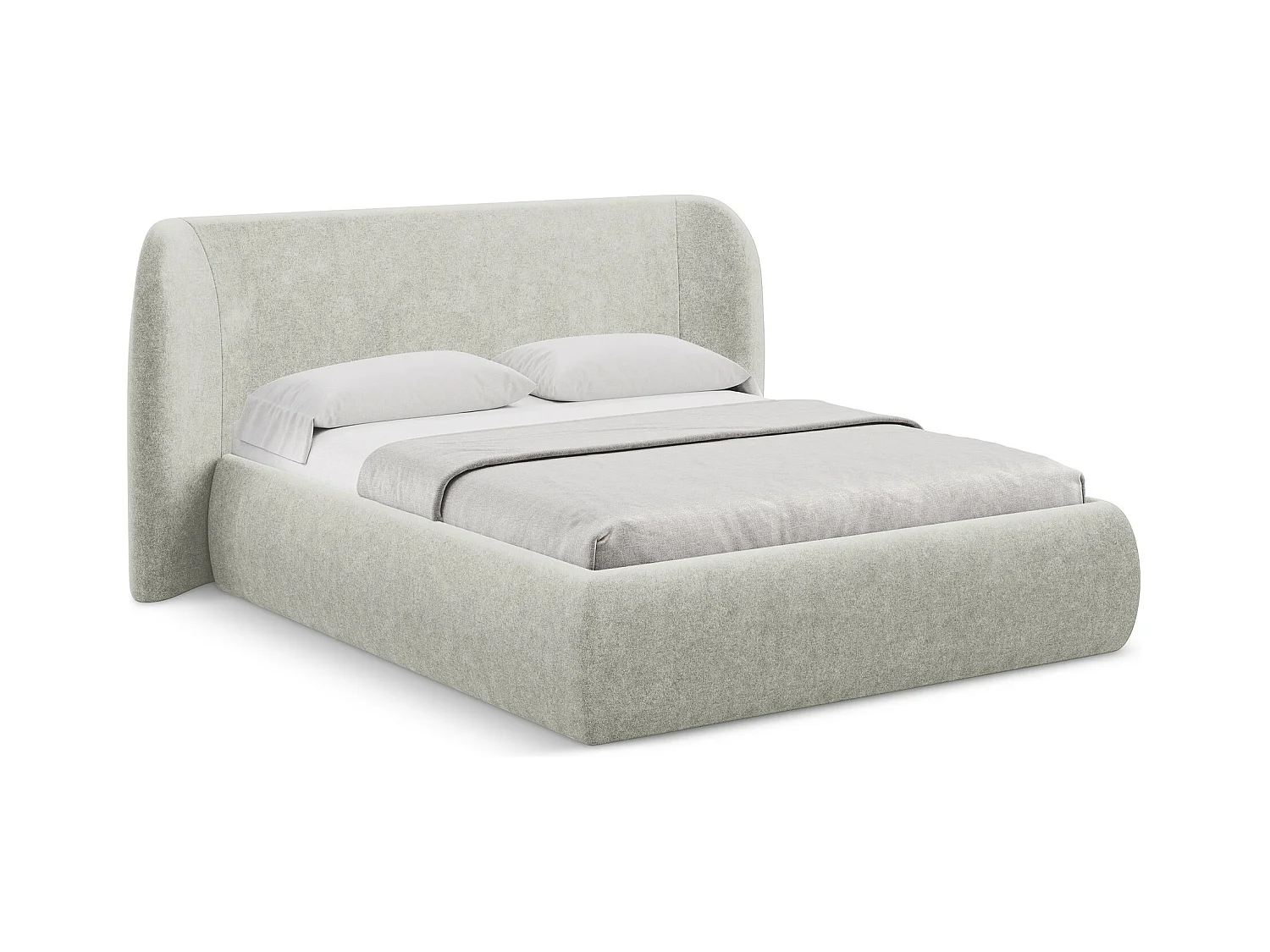 Lit coffre en tissu bouclette 160 x 200 - beige - HAUKE