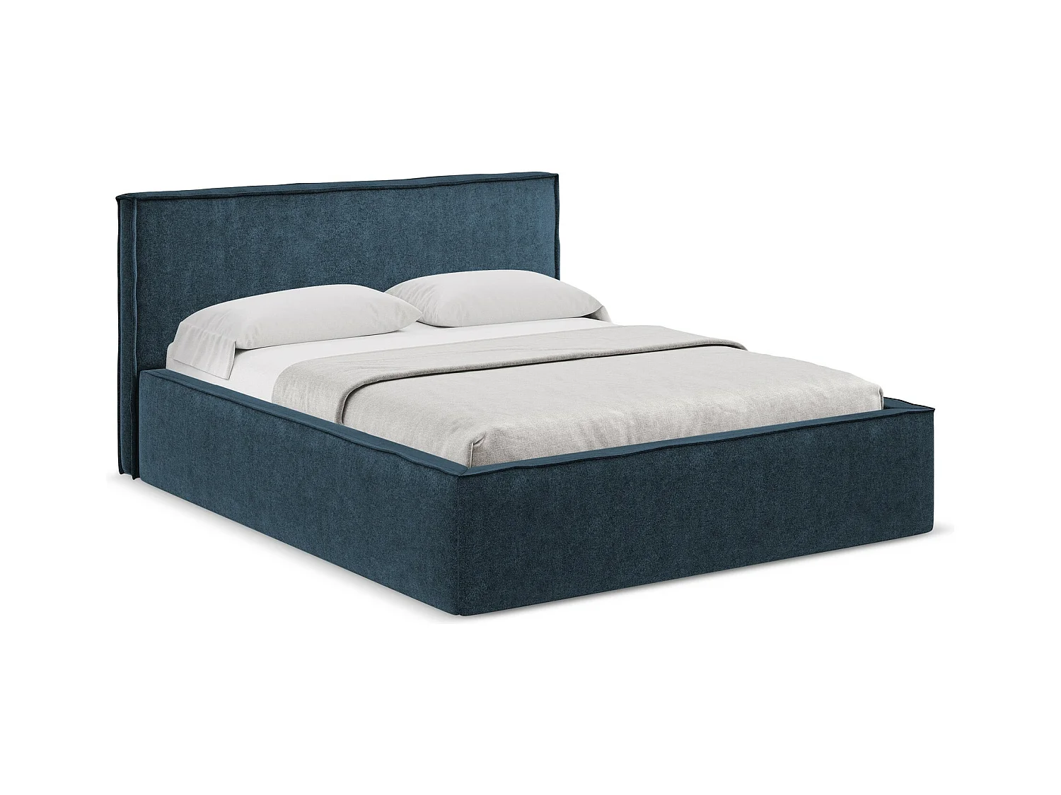 Bed met opbergruimte 160 x 228 - bouclé - koningsblauw - ANANI