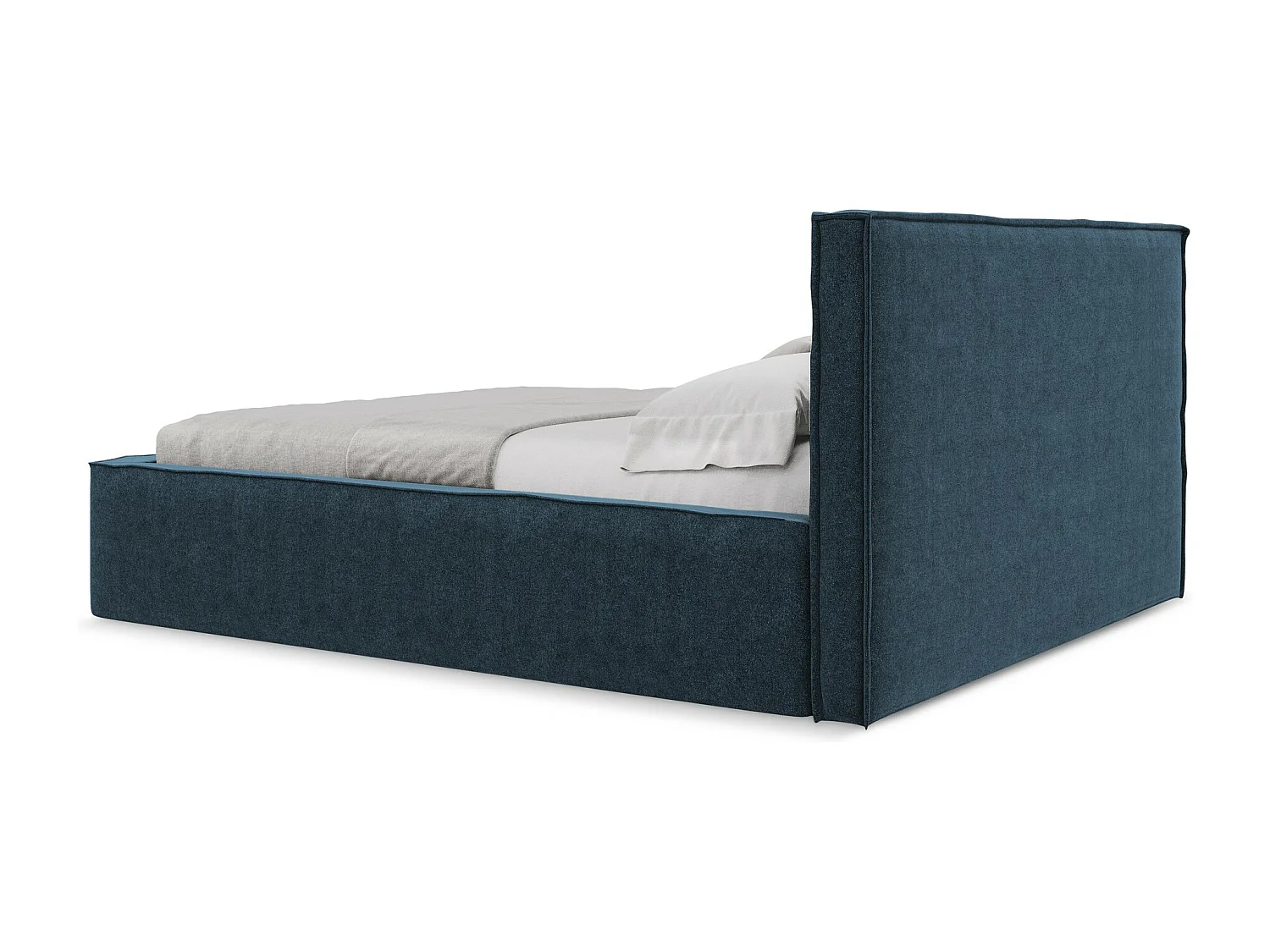 Lit coffre en tissu bouclette 140 x 200 - bleu royal - ANANI