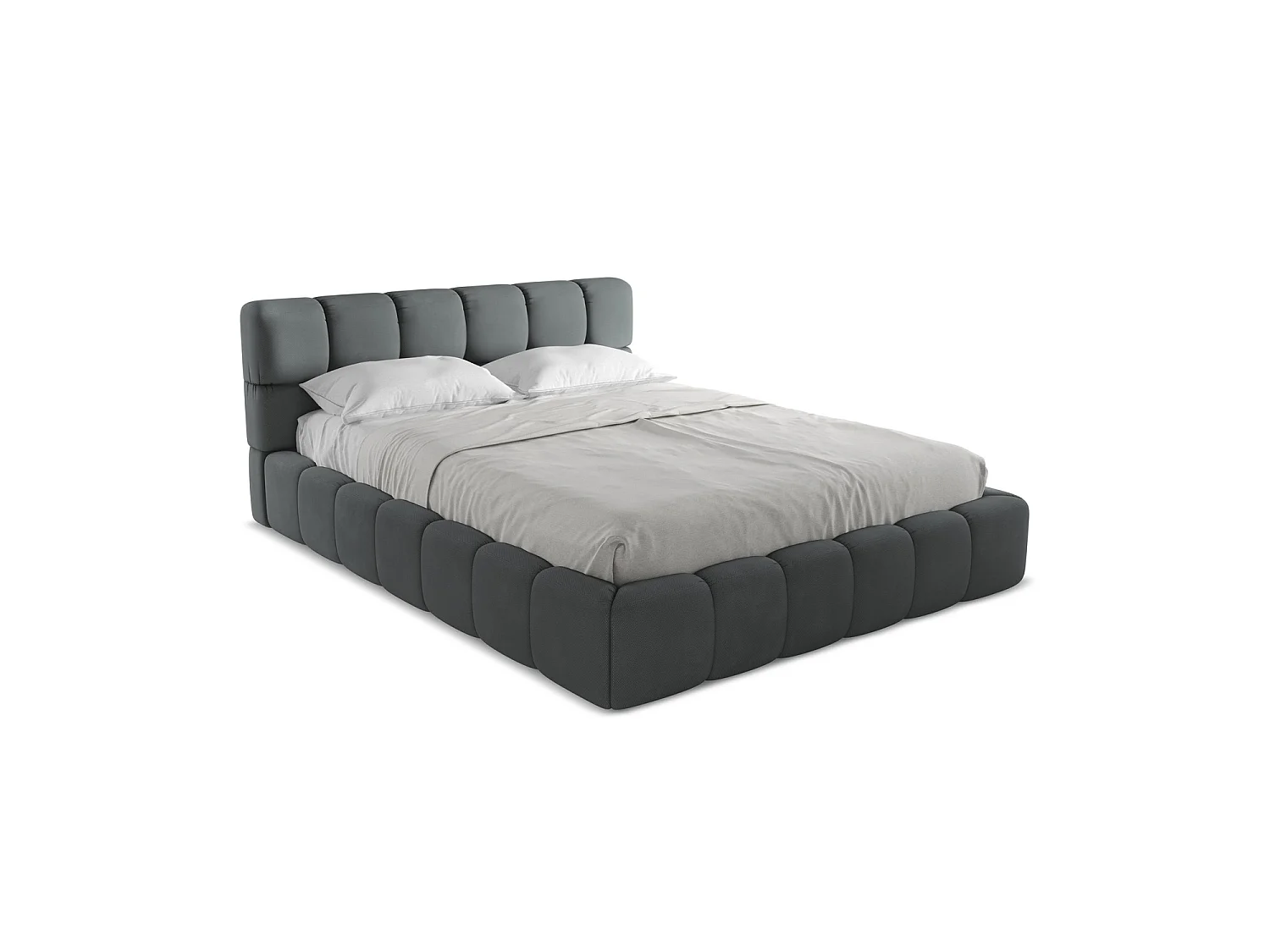 Lit coffre en tissu chenille 180 x 228 - graphite - ROMA