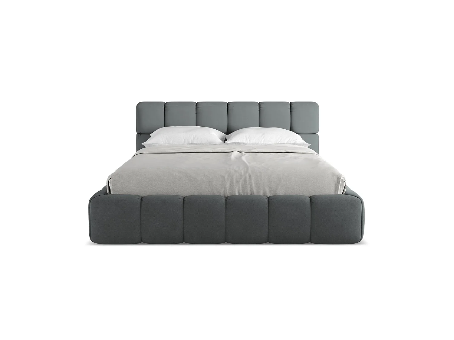 Lit coffre en tissu chenille 180 x 228 - graphite - ROMA
