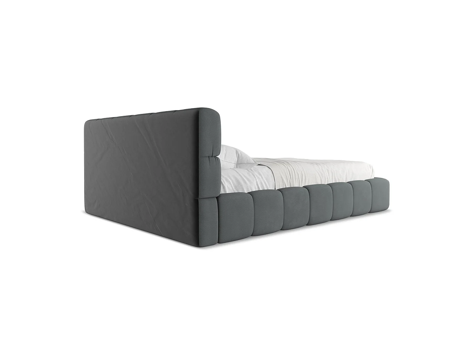 Lit coffre en tissu chenille 180 x 228 - graphite - ROMA