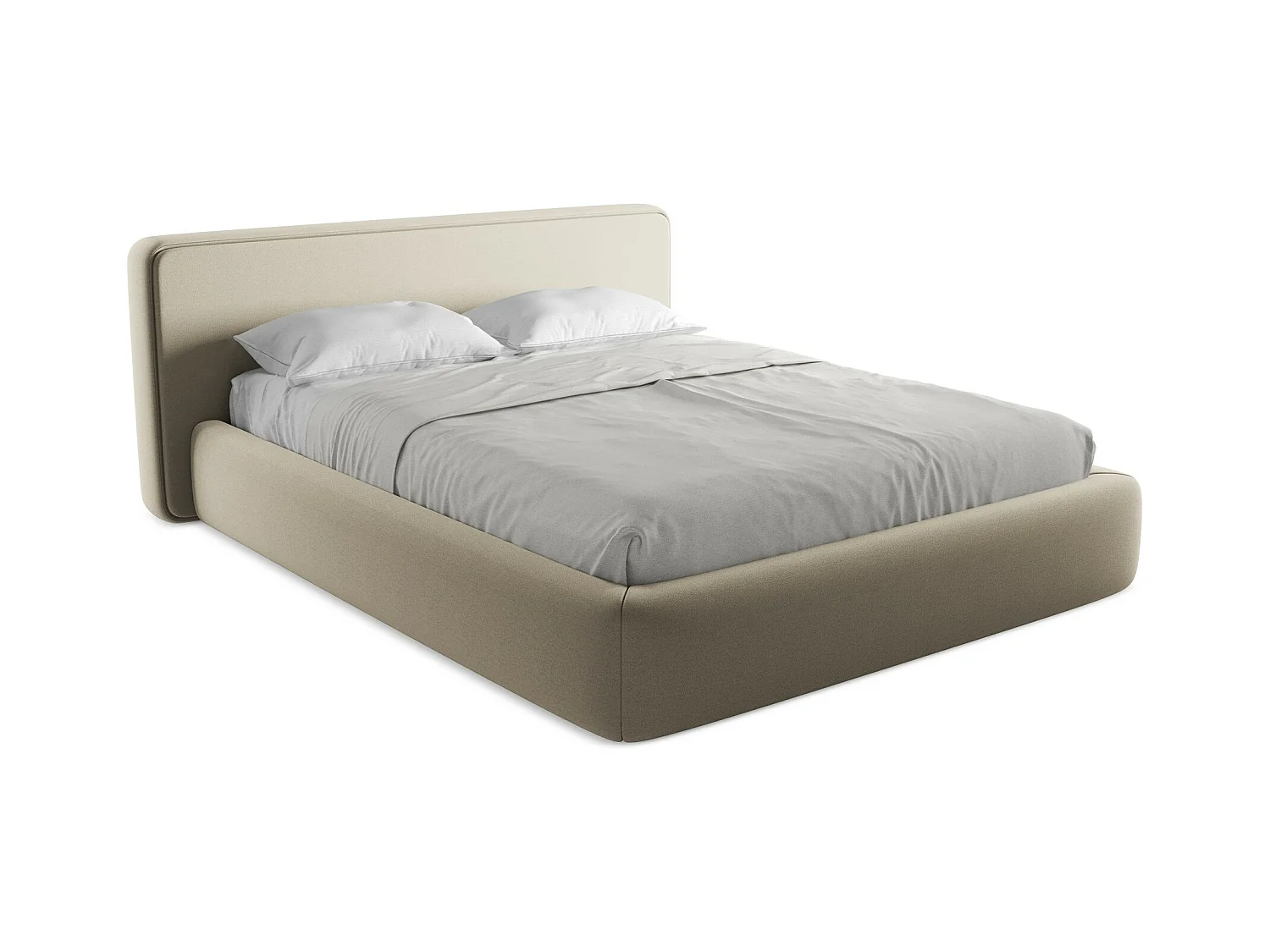 Bett mit Bettkasten - 200 x 225 - Bouclé - Beige - KIANA