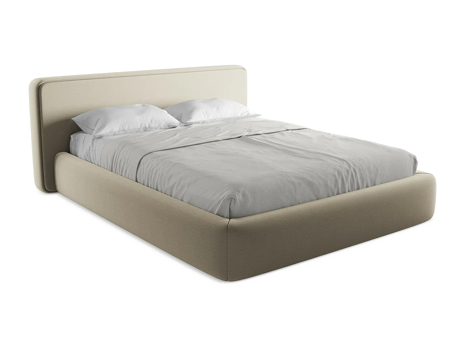 Lit coffre en tissu bouclette 160 x 200 - beige - KIANA