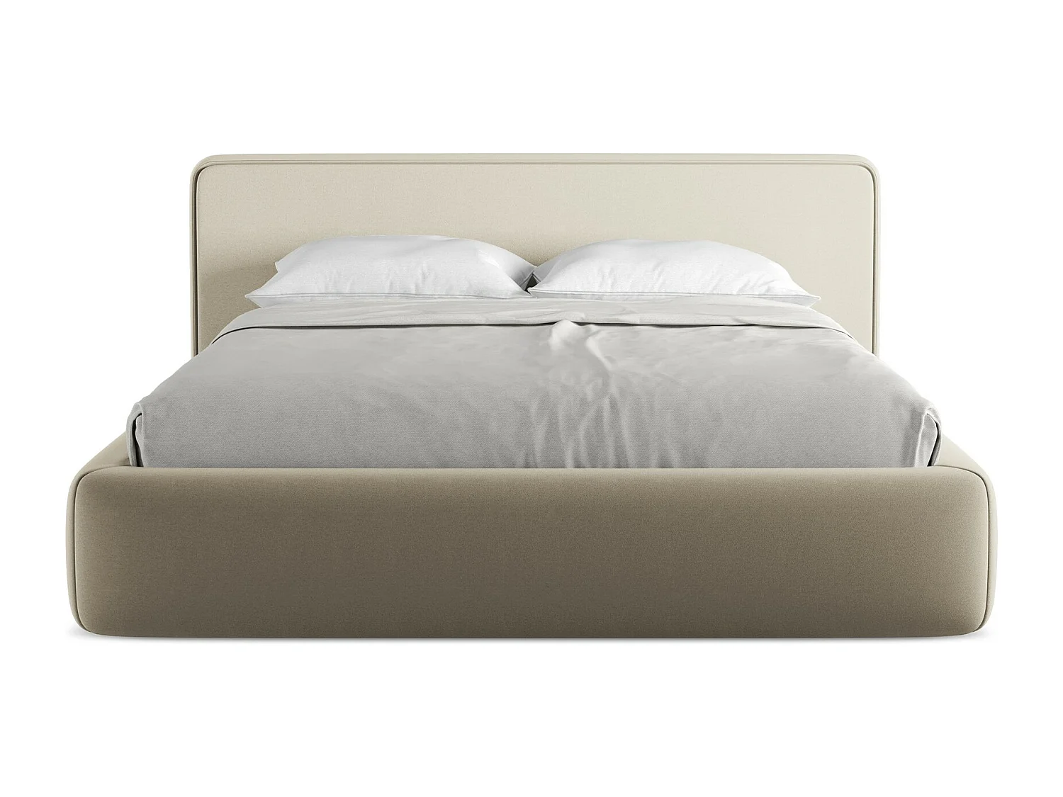 Lit coffre en tissu bouclette 160 x 200 - beige - KIANA