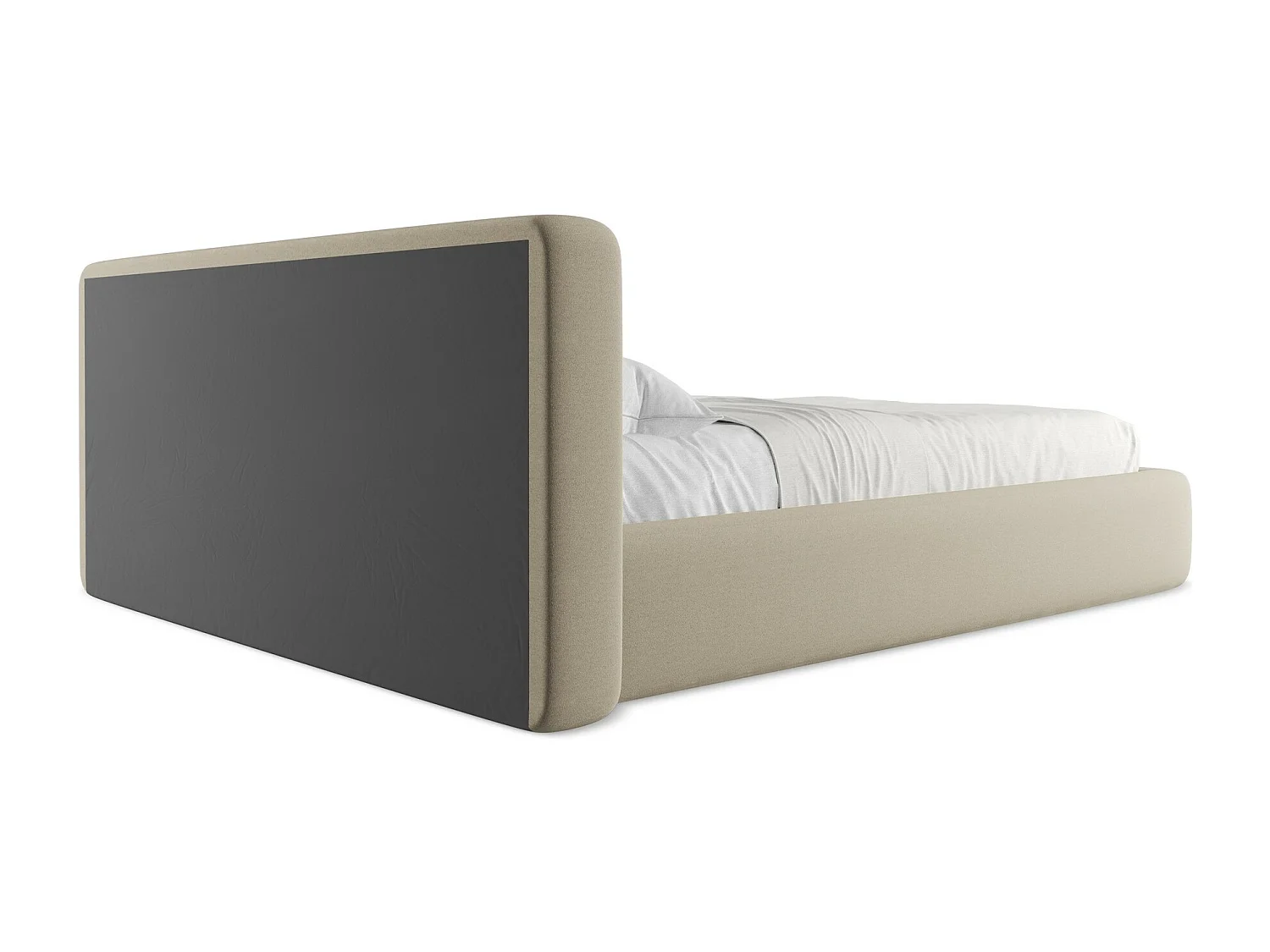 Lit coffre en tissu bouclette 160 x 200 - beige - KIANA