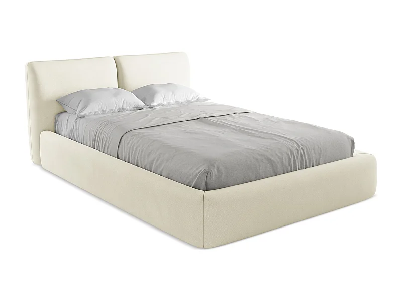 Lit coffre en tissu chenille 140 x 200 - beige - HOKU