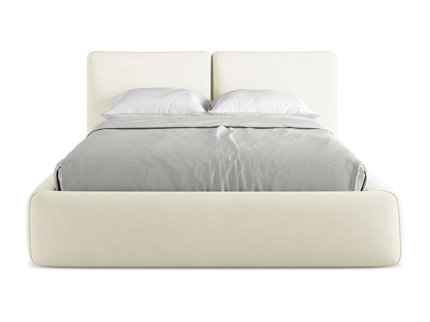 Bett mit Bettkasten - 160 x 228 - Chenille - Beige - HOKU