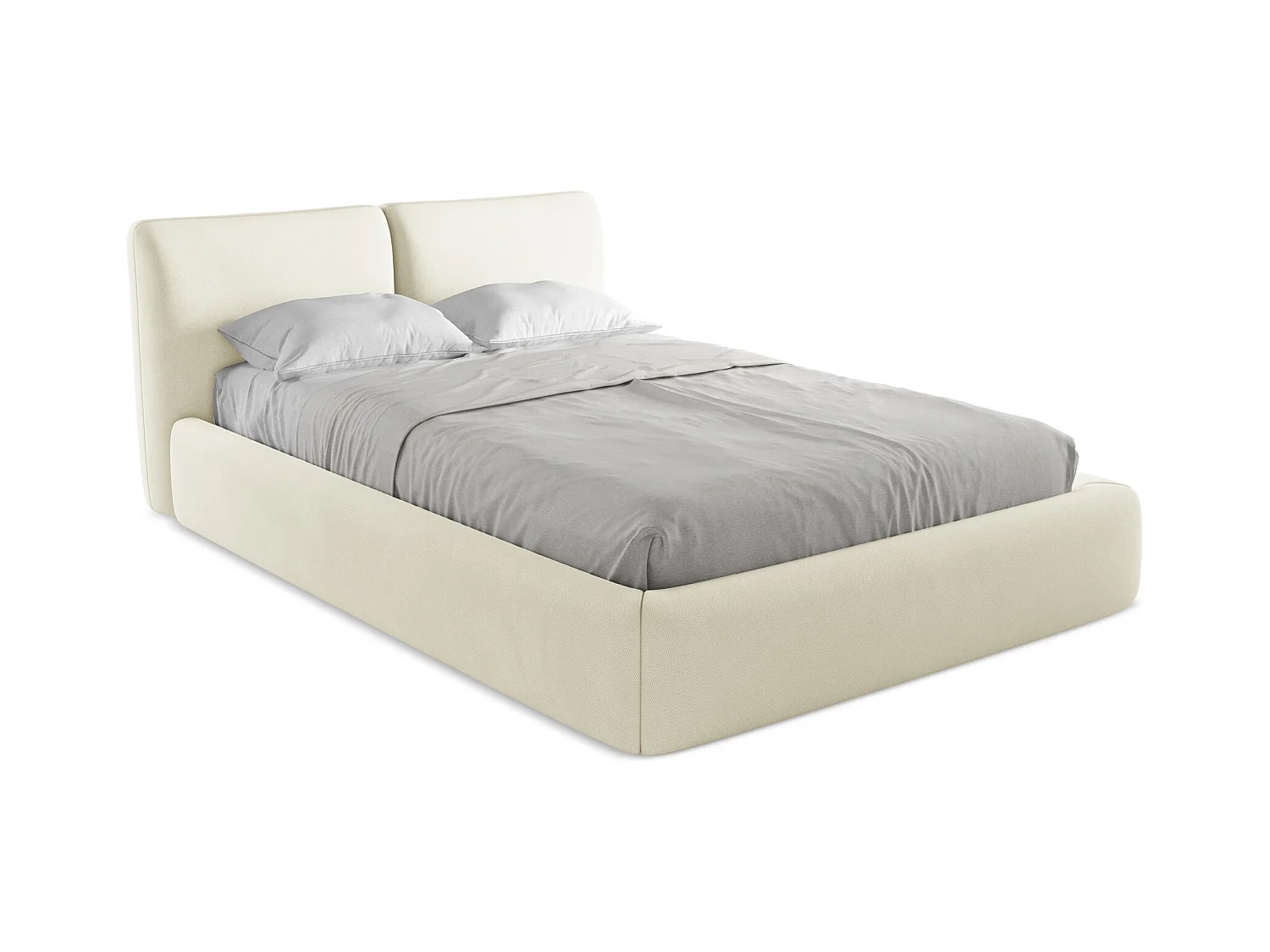 Lit coffre en tissu chenille 140 x 200 - beige - HOKU