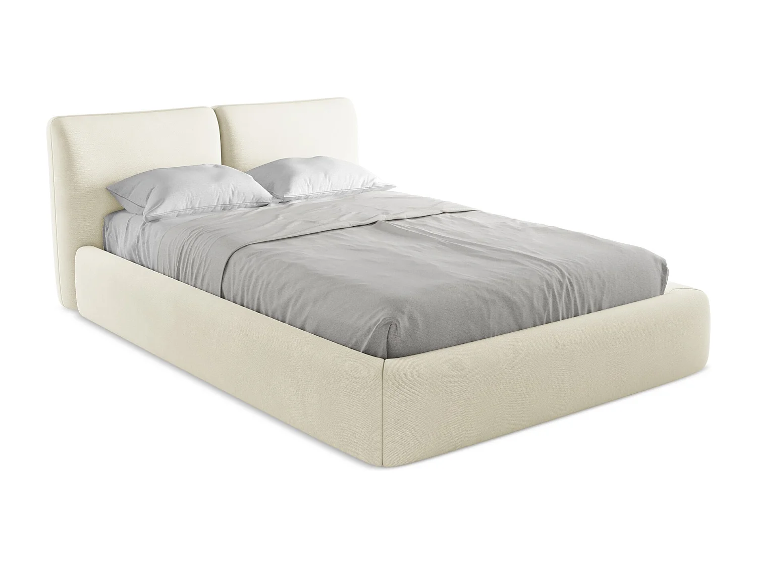 Lit coffre en tissu chenille 140 x 200 - beige - HOKU