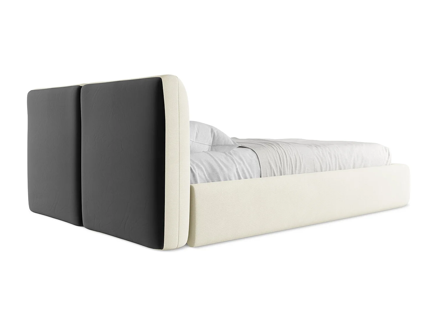 Lit coffre en tissu chenille 140 x 200 - beige - HOKU