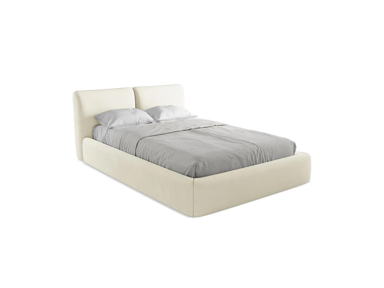 Bett mit Bettkasten - 160 x 228 - Chenille - Beige - MILANO