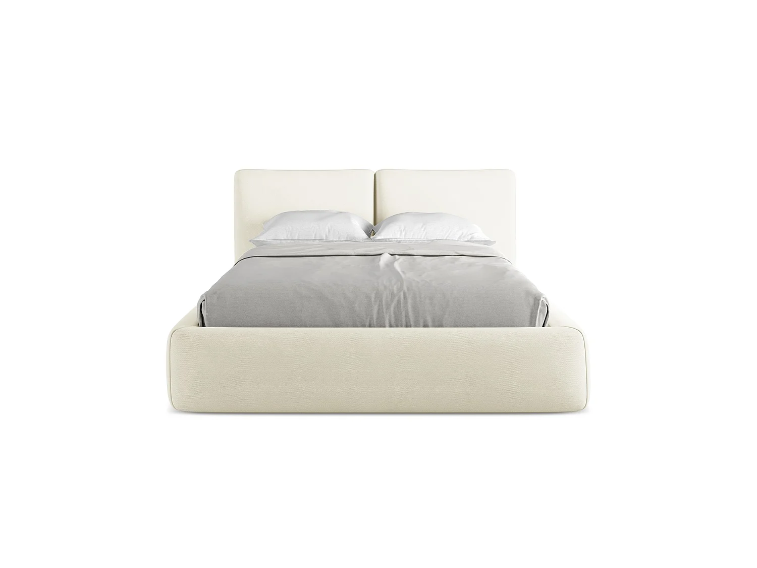 Bett mit Bettkasten - 160 x 228 - Chenille - Beige - MILANO