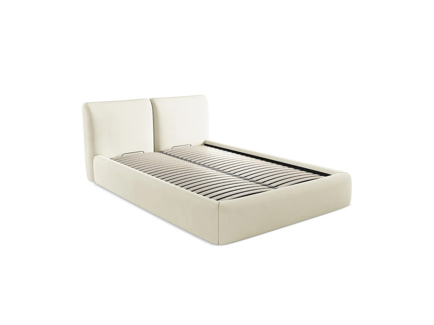 Bett mit Bettkasten - 160 x 228 - Chenille - Beige - MILANO