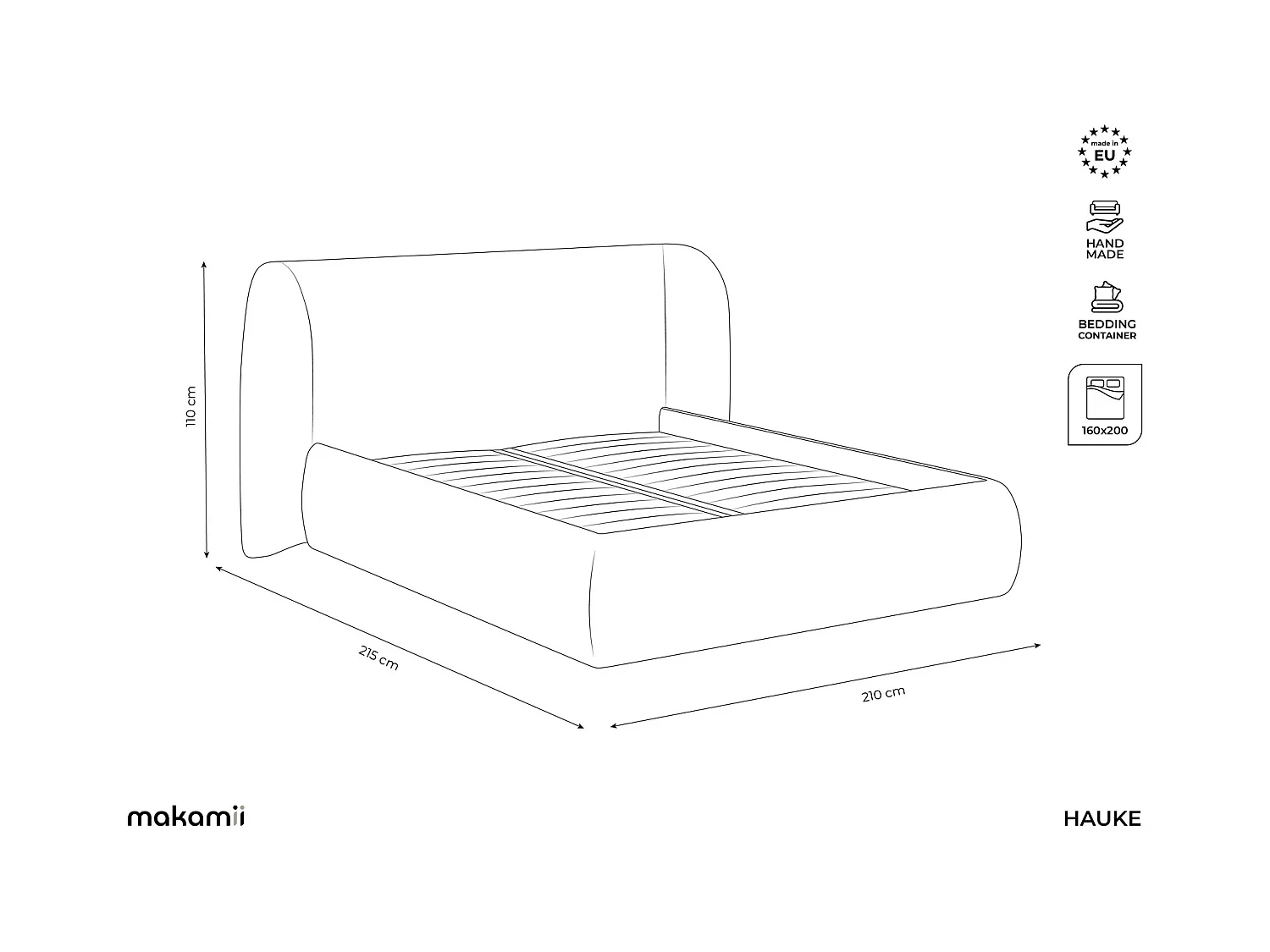 Bed met opbergruimte 210 x 215 - chenille stof - mosterd - HAUKE