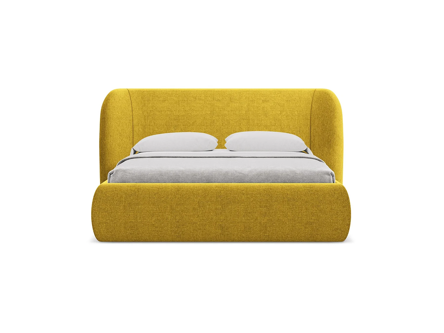 Bett mit Bettkasten - 210 x 215 - Chenille - Senf - TRIESTE