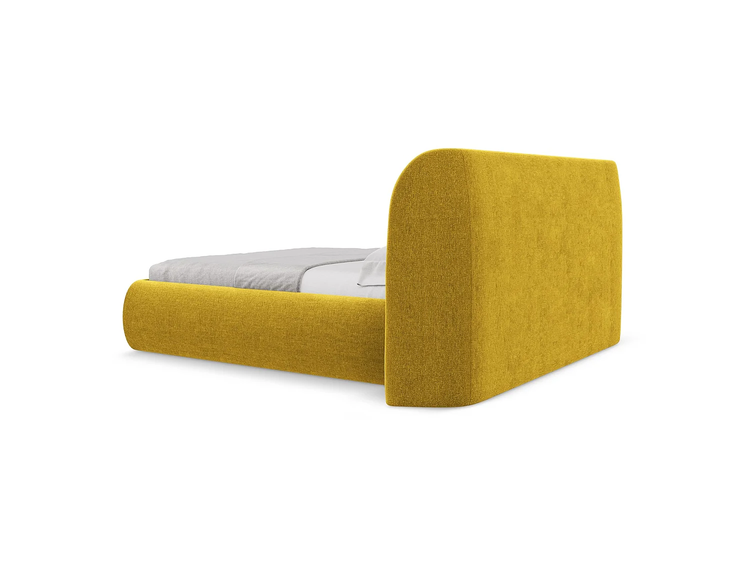 Bett mit Bettkasten - 210 x 215 - Chenille - Senf - TRIESTE