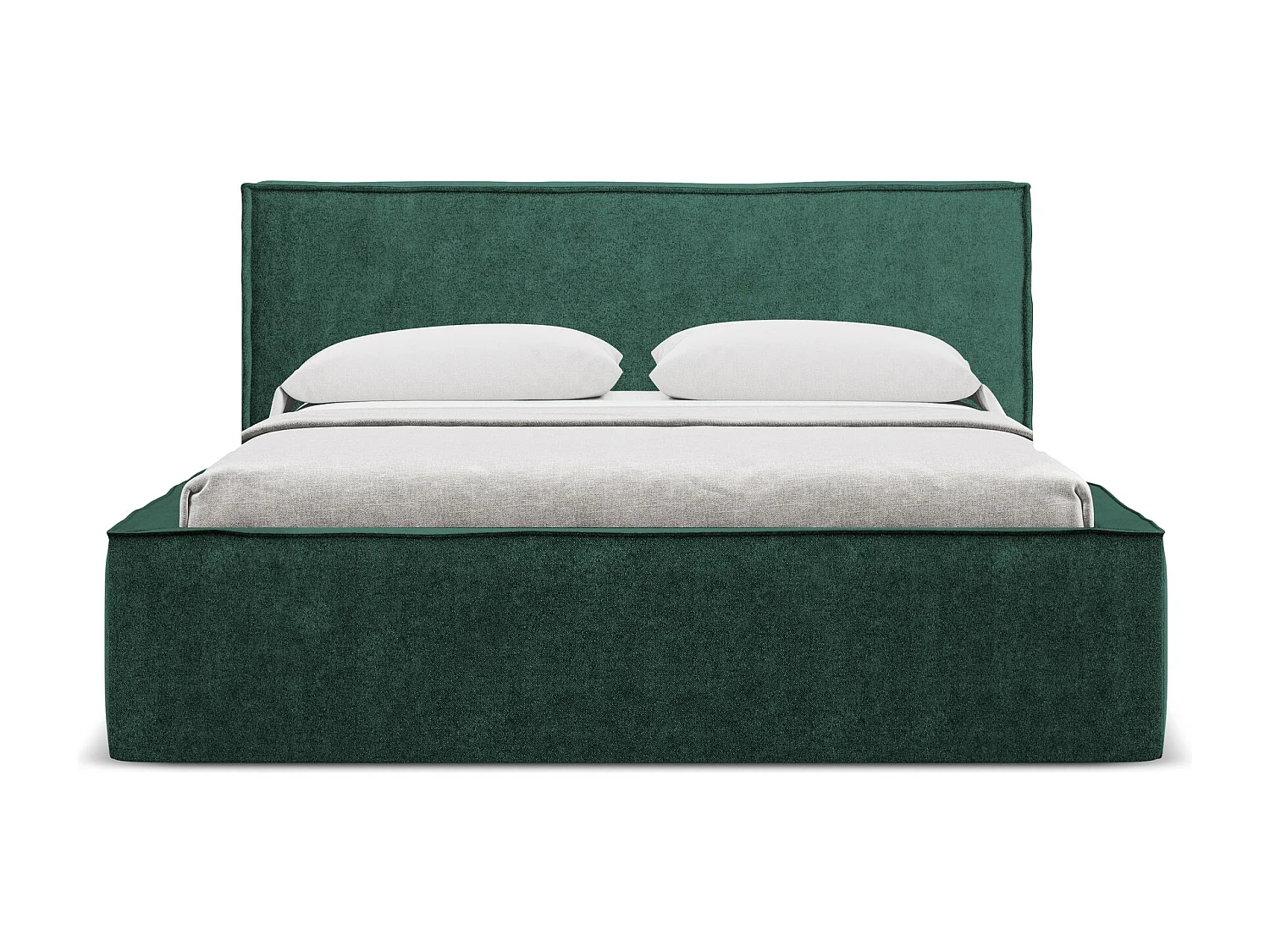 Łóżko 160 x 228 - z tkaniną boucle - butelkowa zieleń - ANANI