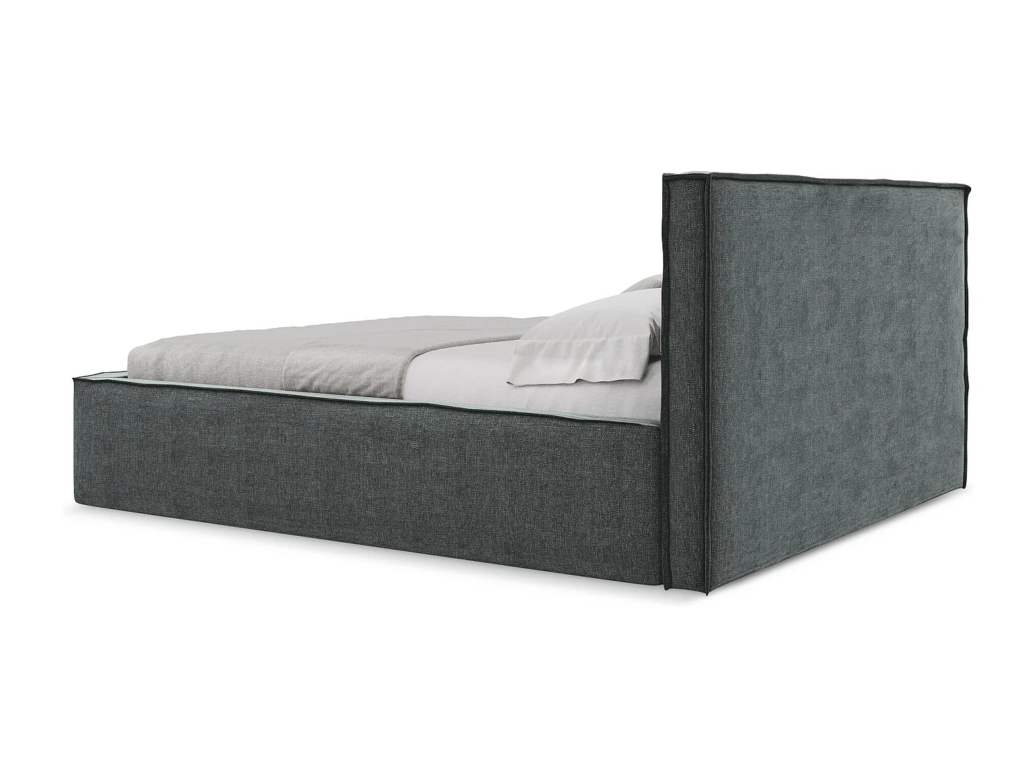 Bed met opbergruimte 160 x 228 - chenille stof - grafiet - ANANI