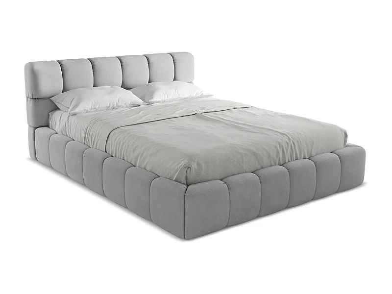 Bed met opbergruimte 180 x 228 - chenille stof - lichtgrijs - NALU
