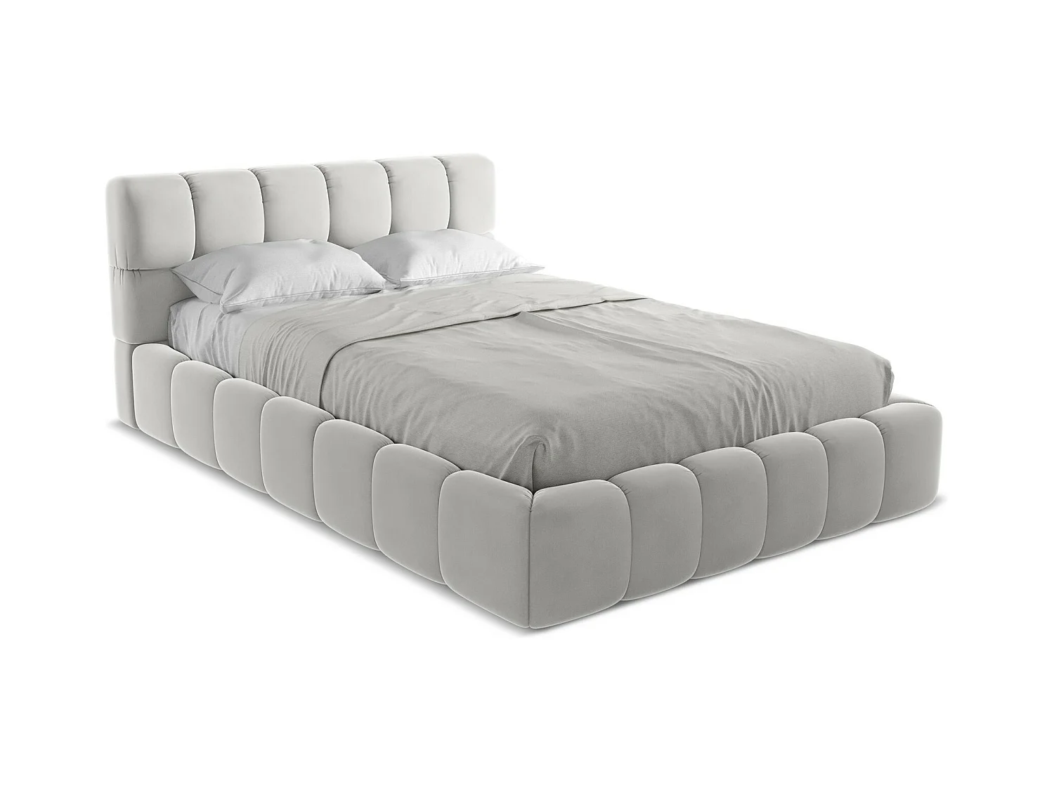 Bed met opbergruimte 160 x 228 - velours - zilver - NALU
