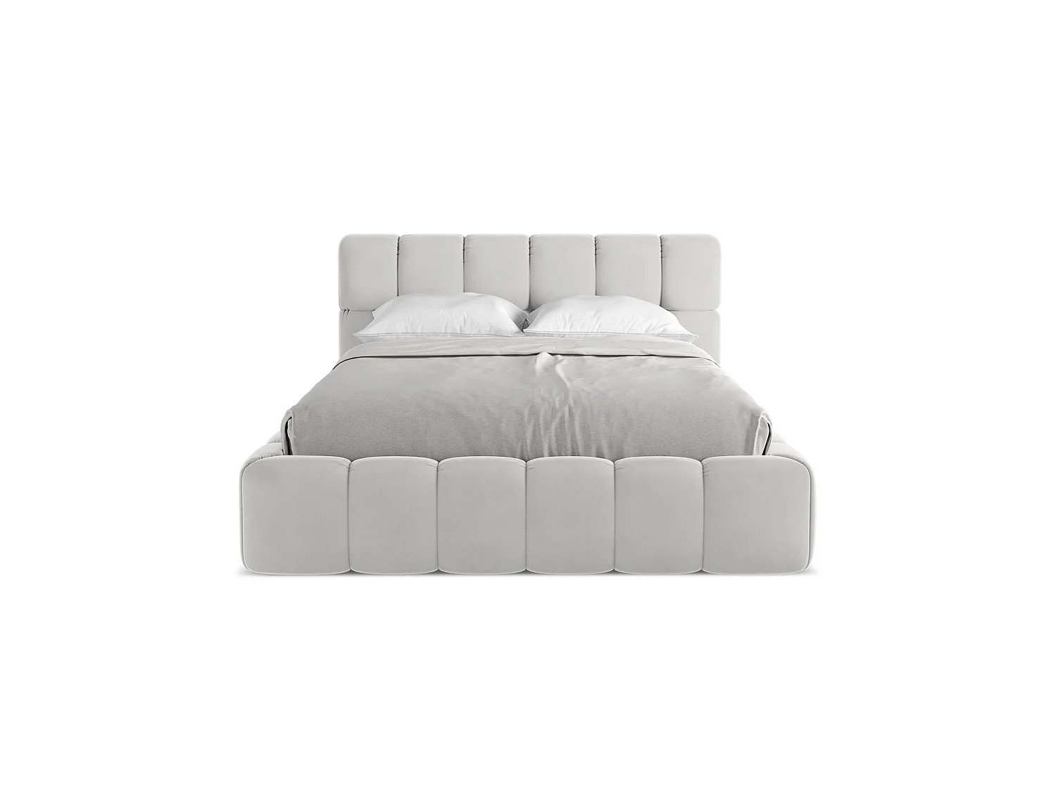 Bed met opbergruimte 160 x 228 - velours - zilver - ROMA