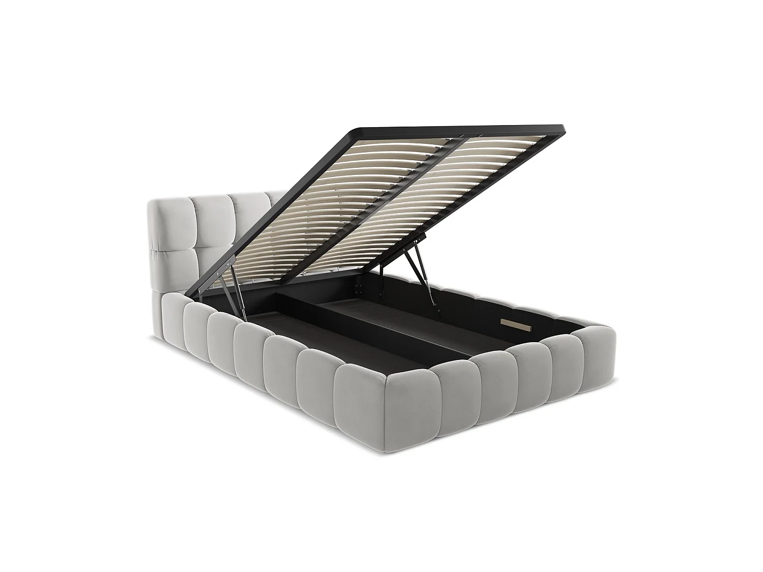 Bed met opbergruimte 160 x 228 - velours - zilver - ROMA
