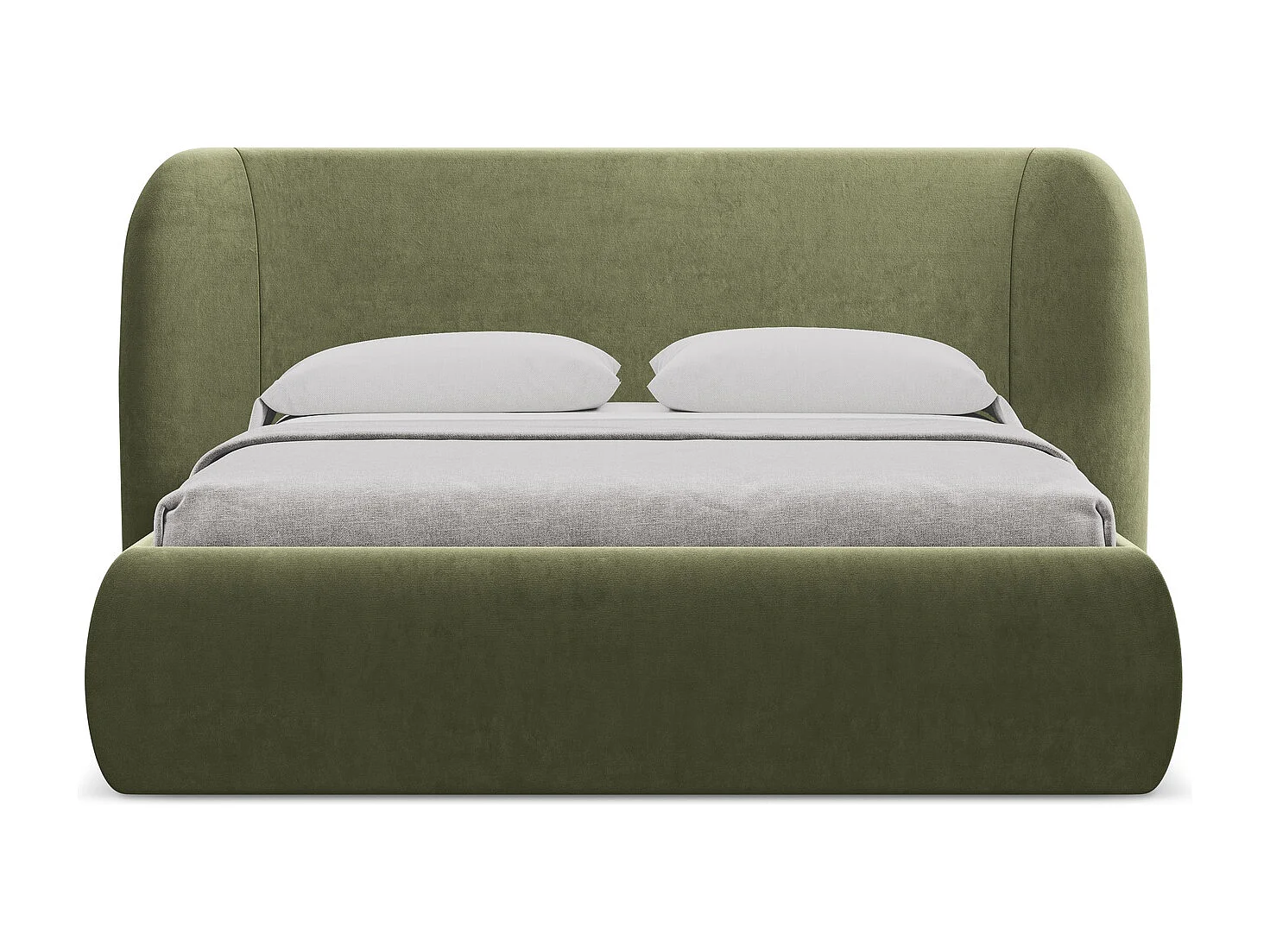 Bed met opbergruimte 190 x 215 - velours - olijf - HAUKE
