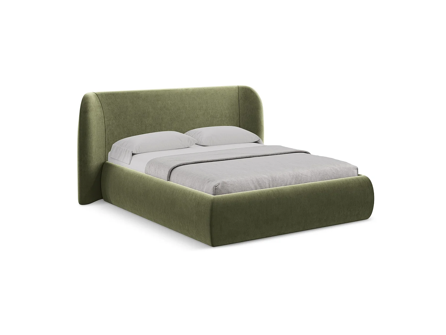 Bed met opbergruimte 190 x 215 - velours - olijf - TRIESTE