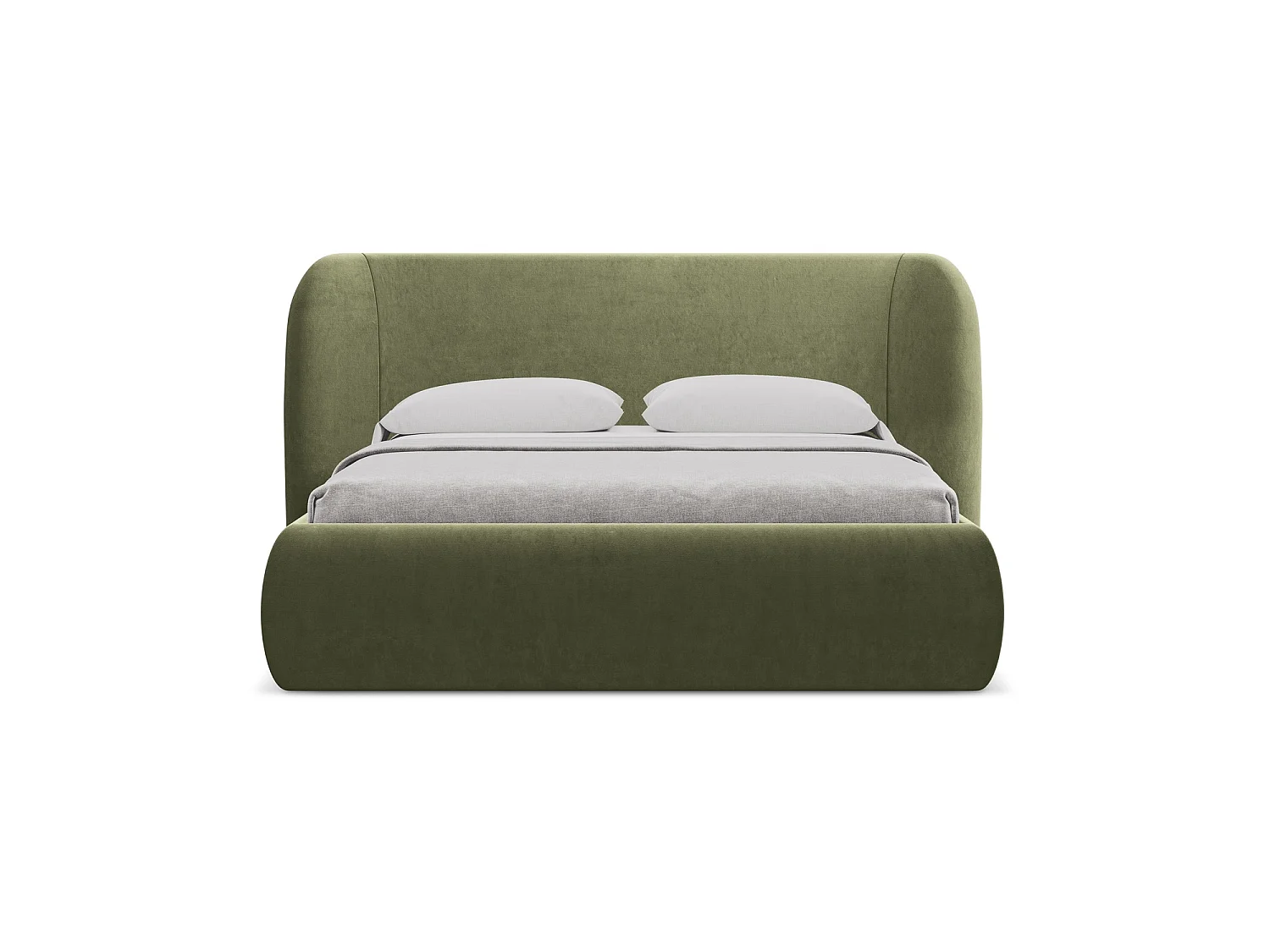 Bed met opbergruimte 190 x 215 - velours - olijf - TRIESTE