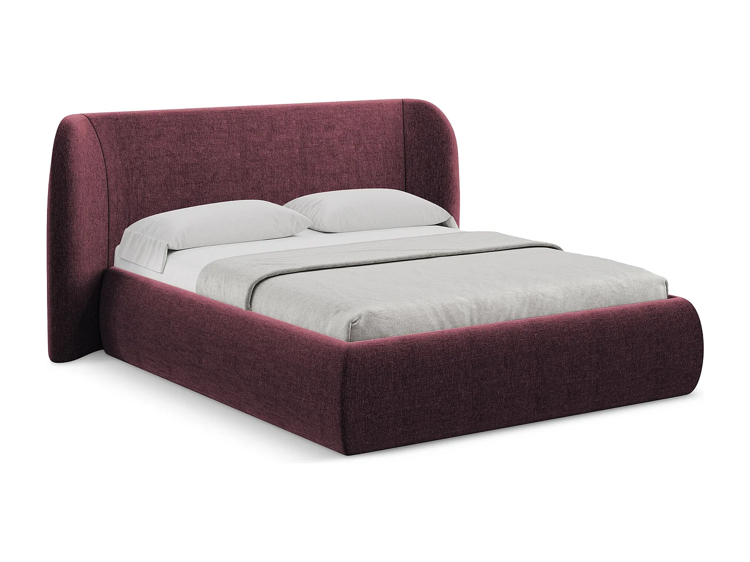 Lit coffre en tissu chenille 180 x 200 - bordeaux - HAUKE