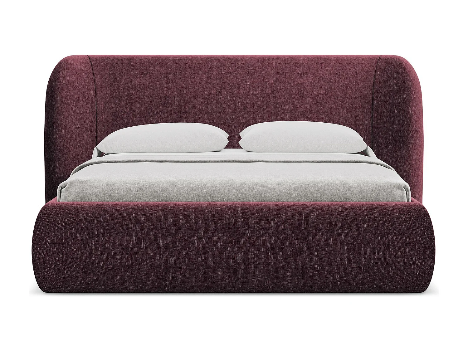 Lit coffre en tissu chenille 180 x 200 - bordeaux - HAUKE
