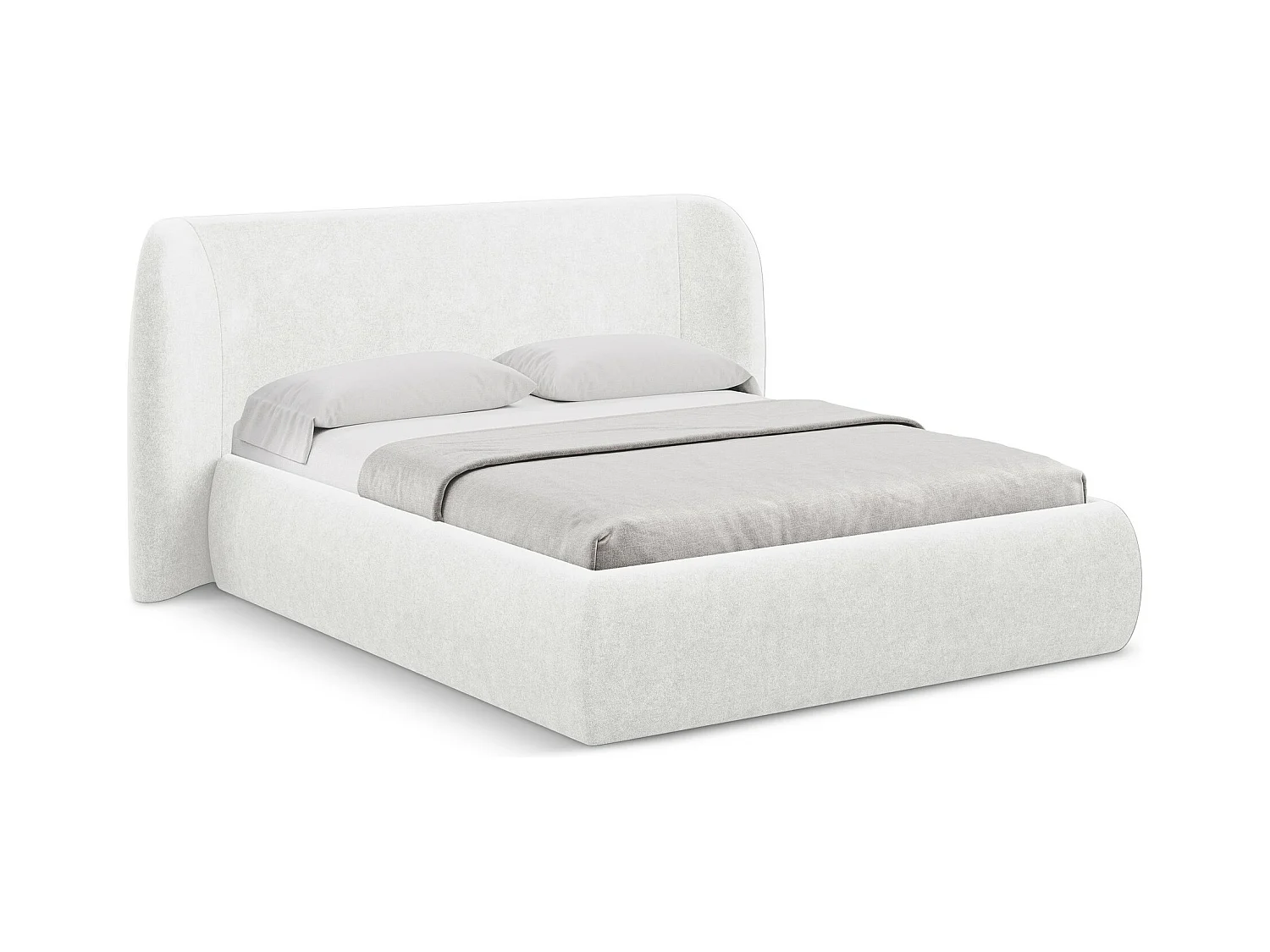 Bed met opbergruimte 230 x 215 - bouclé - wit - HAUKE