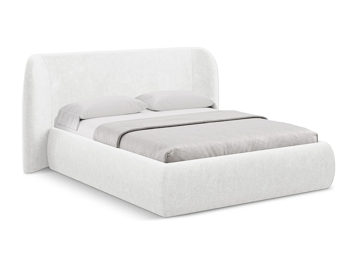 Lit coffre en tissu bouclette 180 x 200 - blanc - HAUKE