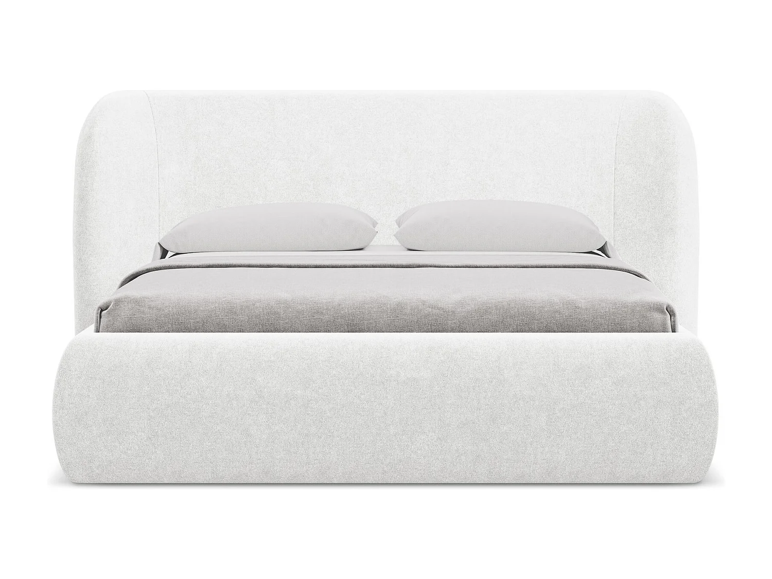 Lit coffre en tissu bouclette 180 x 200 - blanc - HAUKE