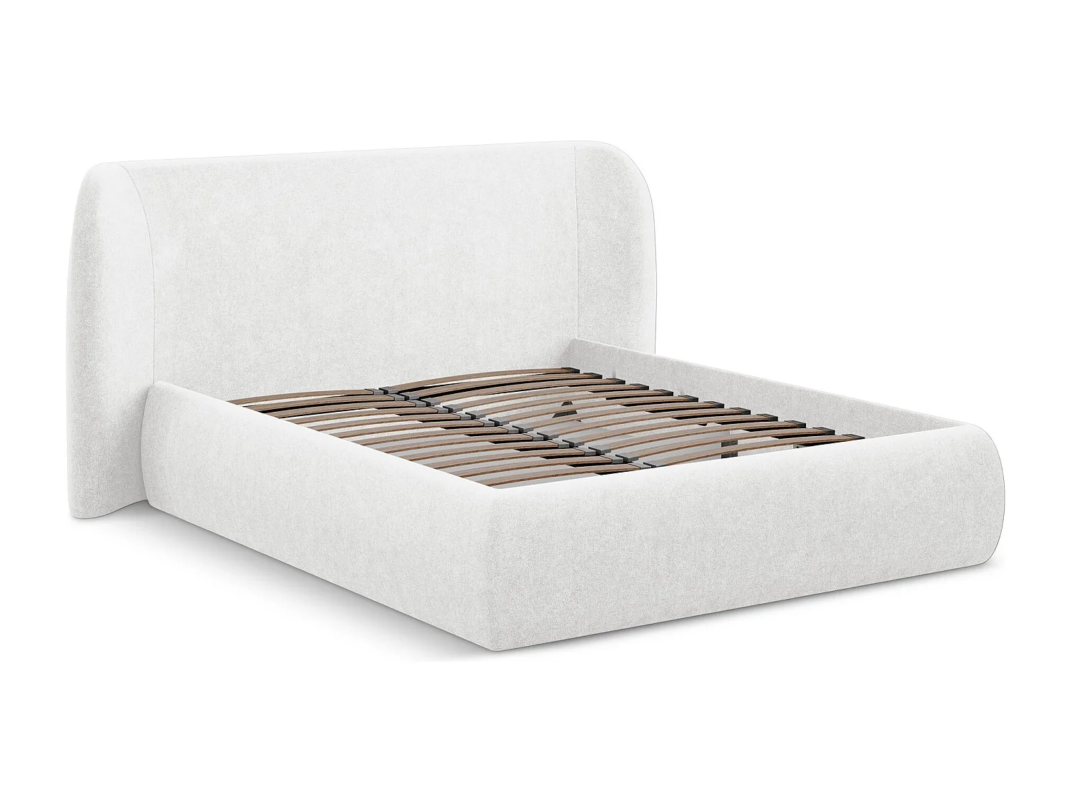 Lit coffre en tissu bouclette 180 x 200 - blanc - HAUKE