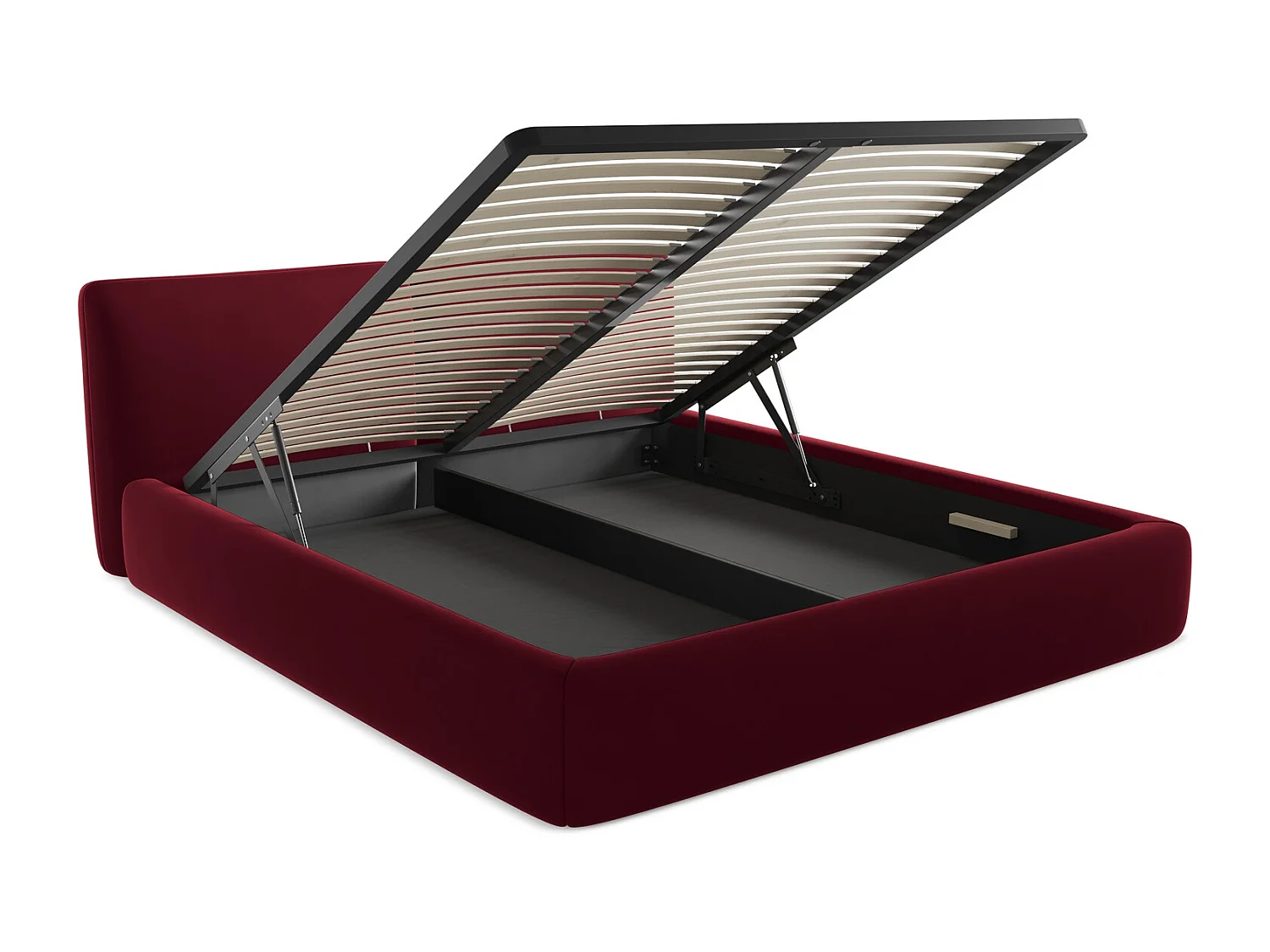 Lit coffre en velours 180 x 200 - perle - HOKU