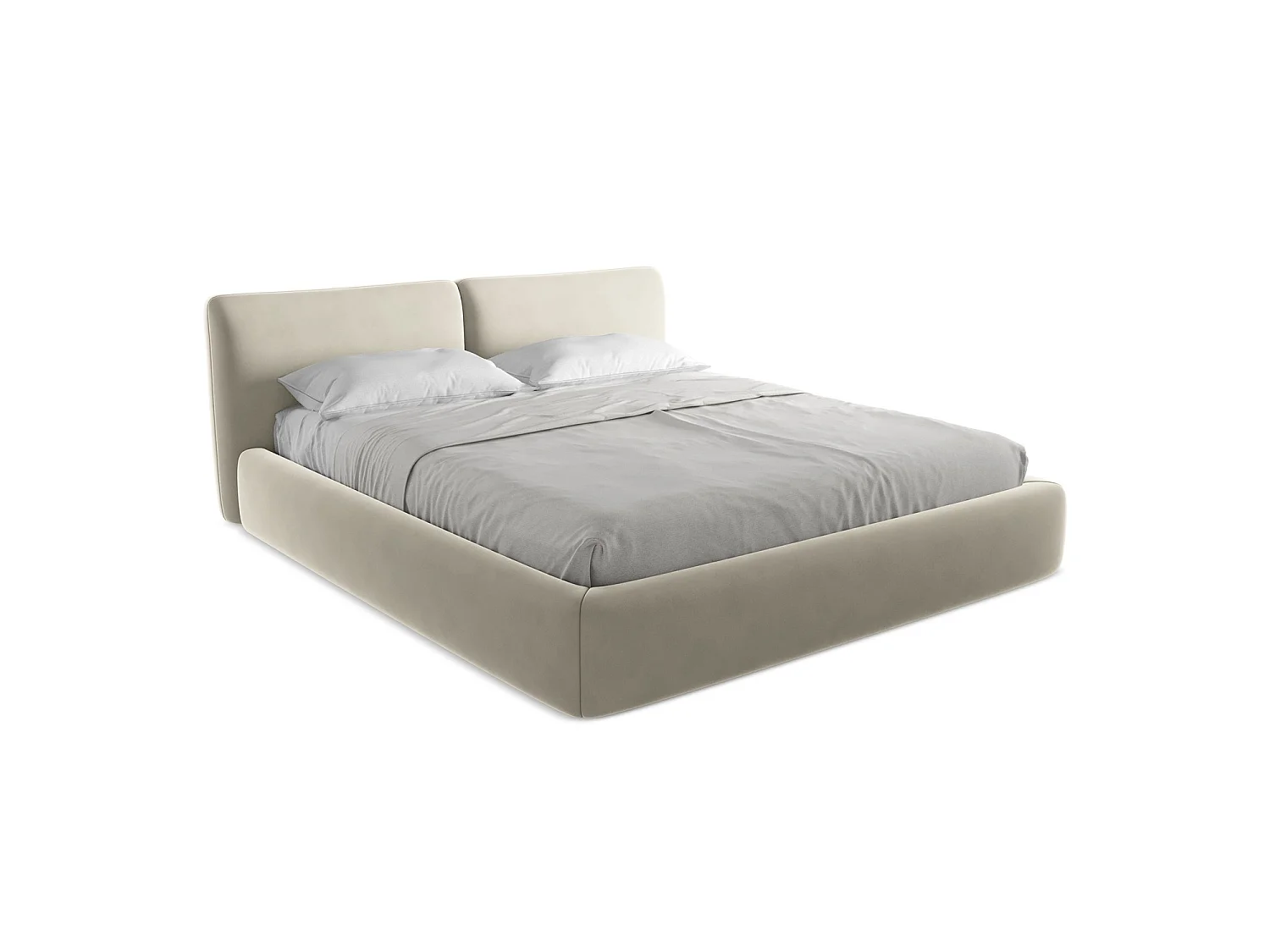 Lit coffre en velours 200 x 228 - perle - MILANO