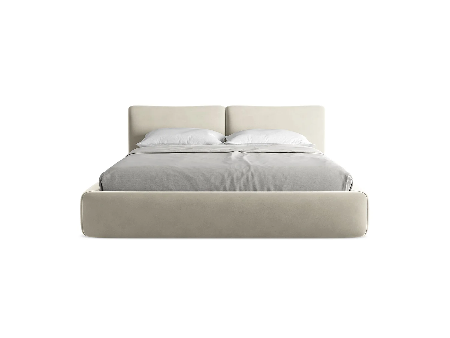 Lit coffre en velours 200 x 228 - perle - MILANO
