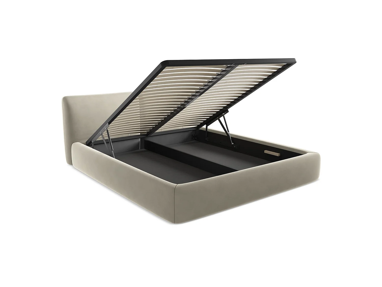Lit coffre en velours 200 x 228 - perle - MILANO
