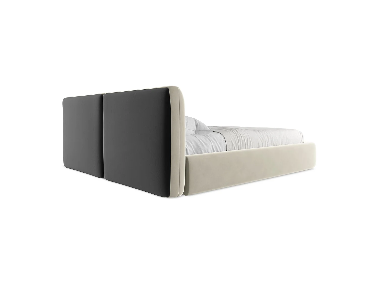 Lit coffre en velours 200 x 228 - perle - MILANO