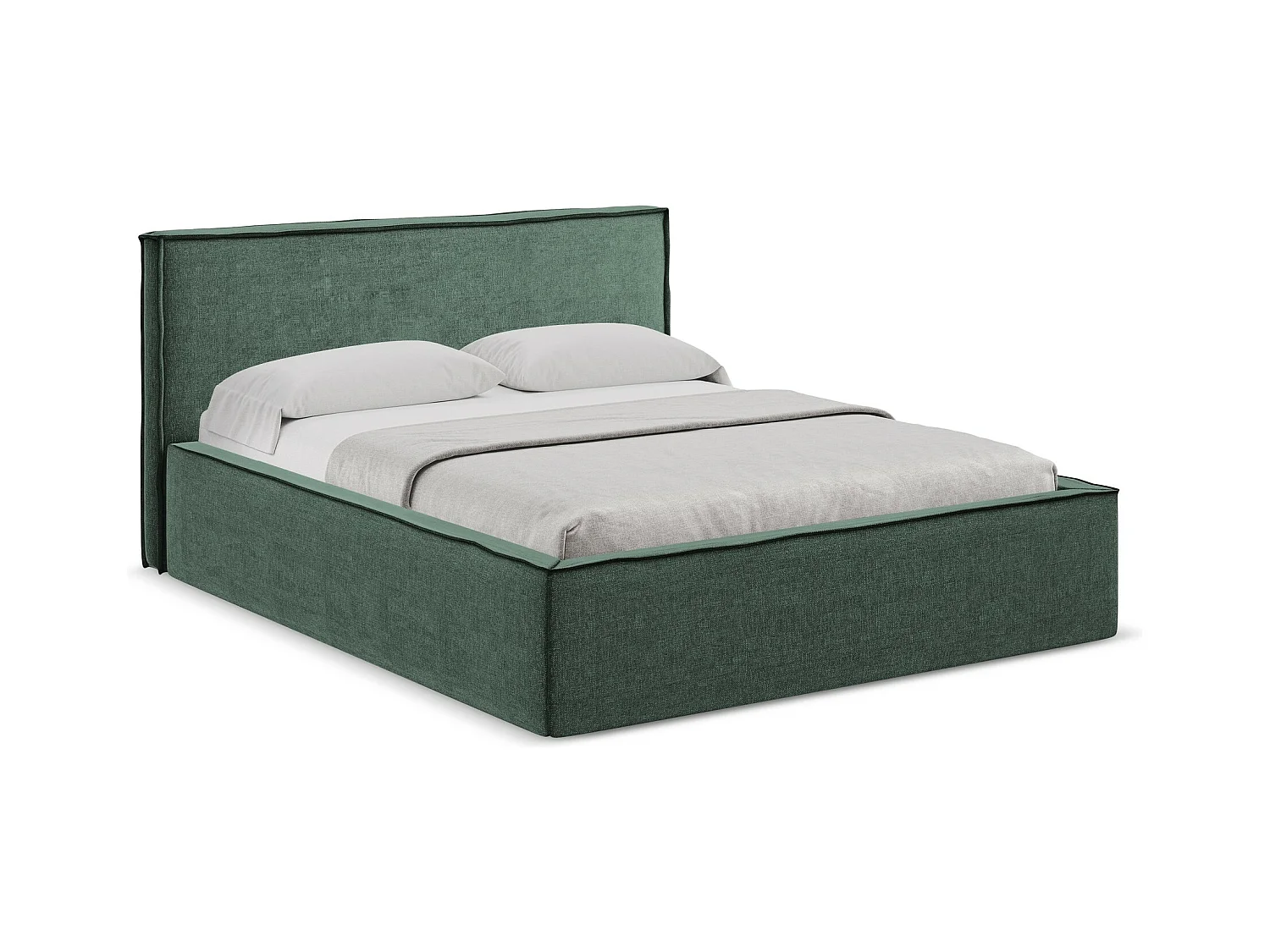 Bett mit Bettkasten - 180 x 228 - Chenille - Grün - ANANI