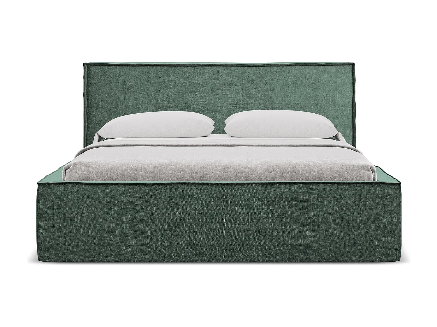 Lit coffre en tissu chenille 160 x 200 - vert - ANANI
