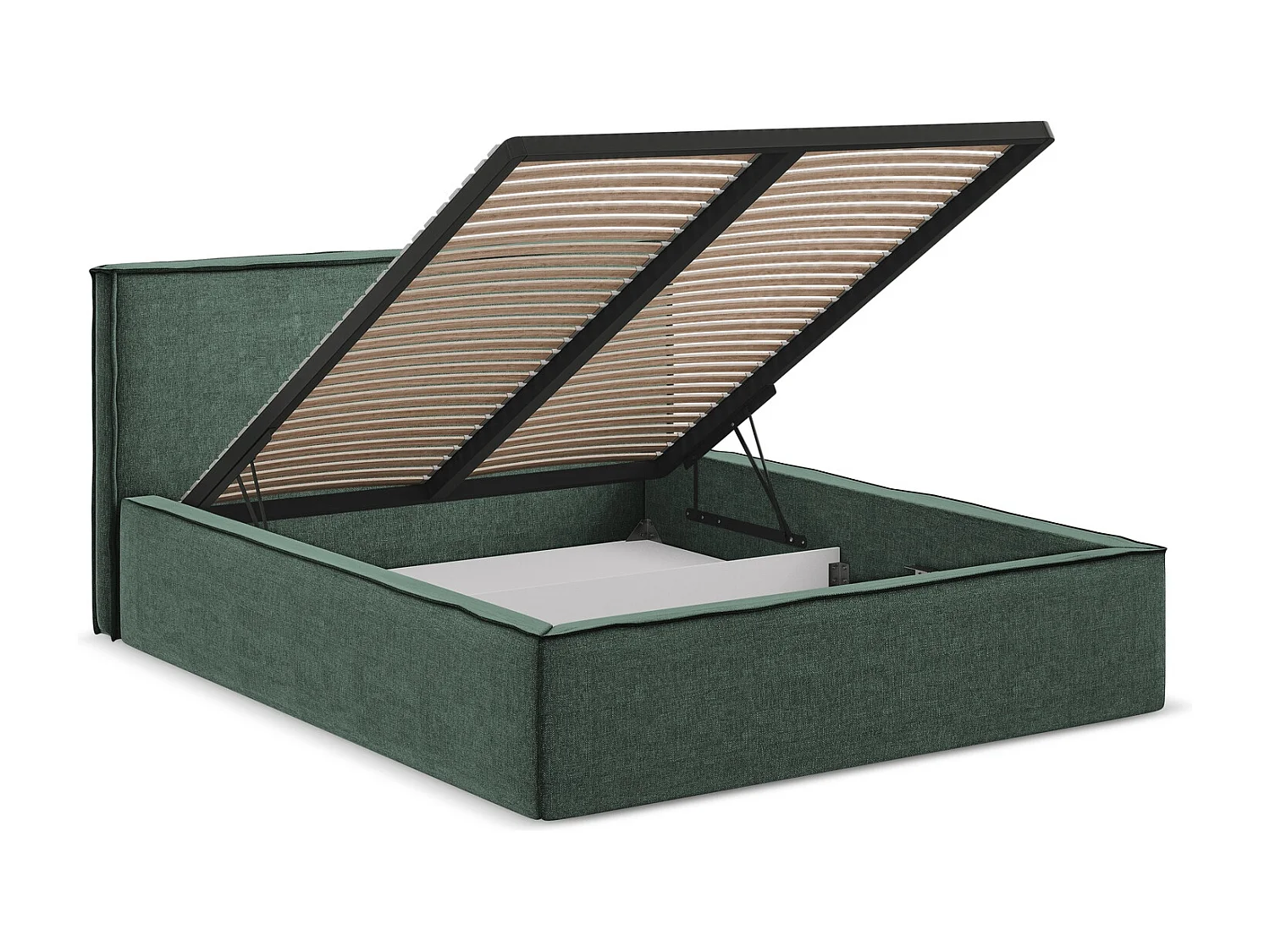 Lit coffre en tissu chenille 160 x 200 - vert - ANANI