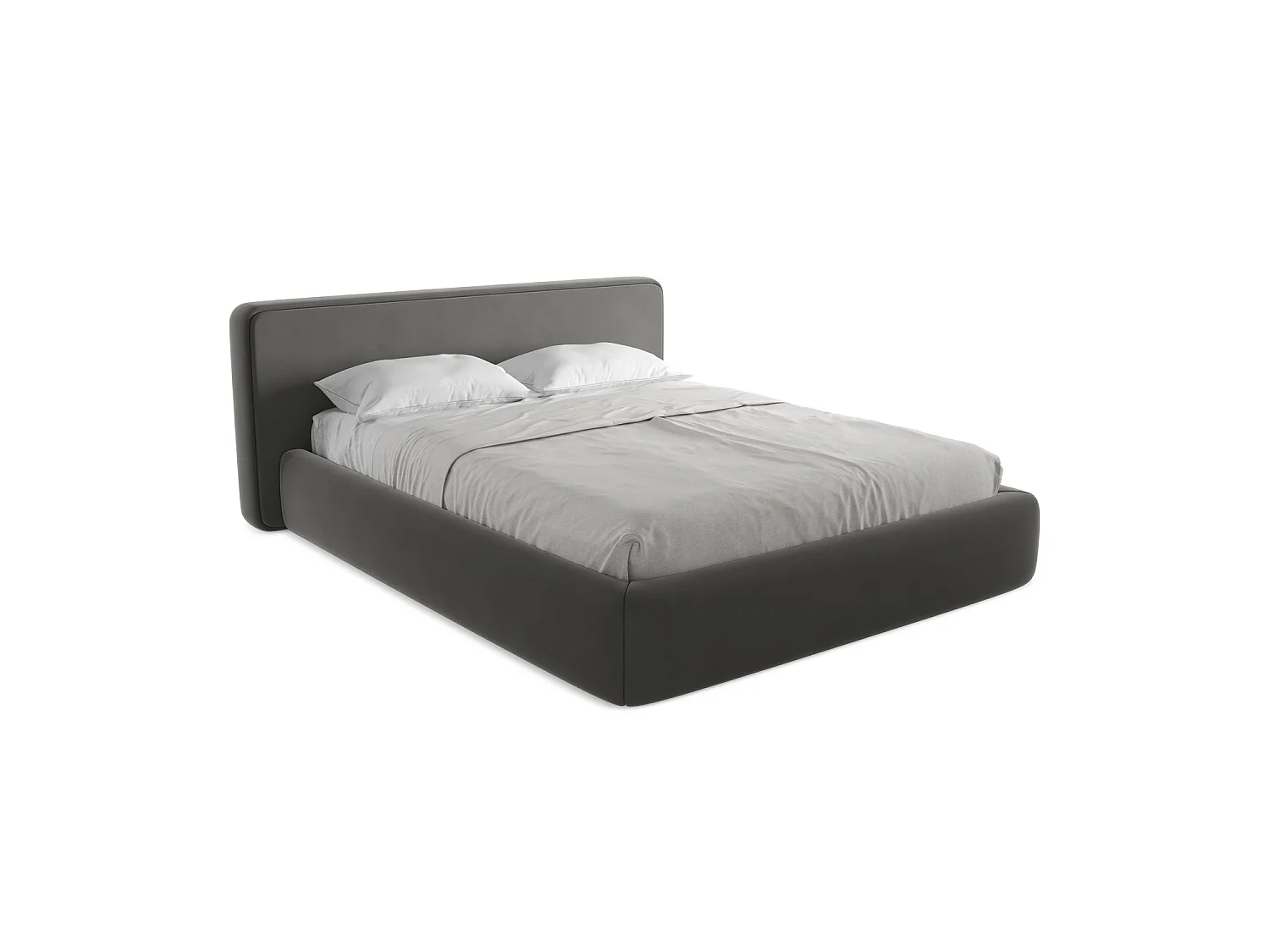 Bed met opbergruimte 200 x 225 - velours - staal - FIRENZE