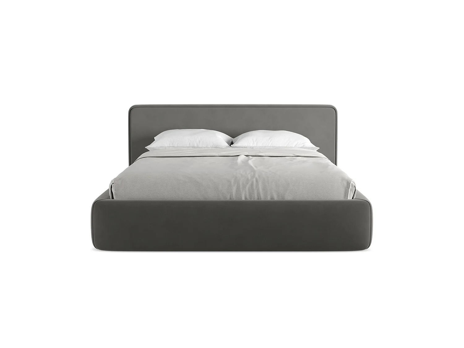 Bed met opbergruimte 200 x 225 - velours - staal - FIRENZE
