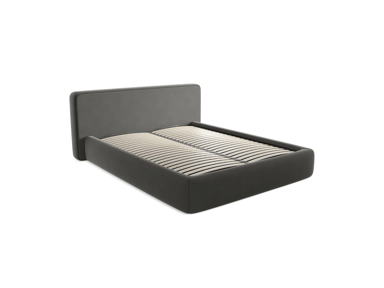 Bed met opbergruimte 200 x 225 - velours - staal - FIRENZE