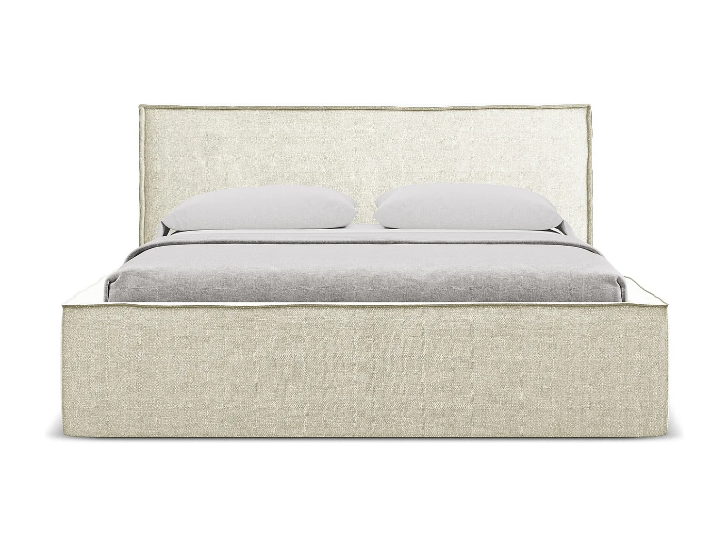 Bed met opbergruimte 200 x 228 - chenille stof - beige - ANANI