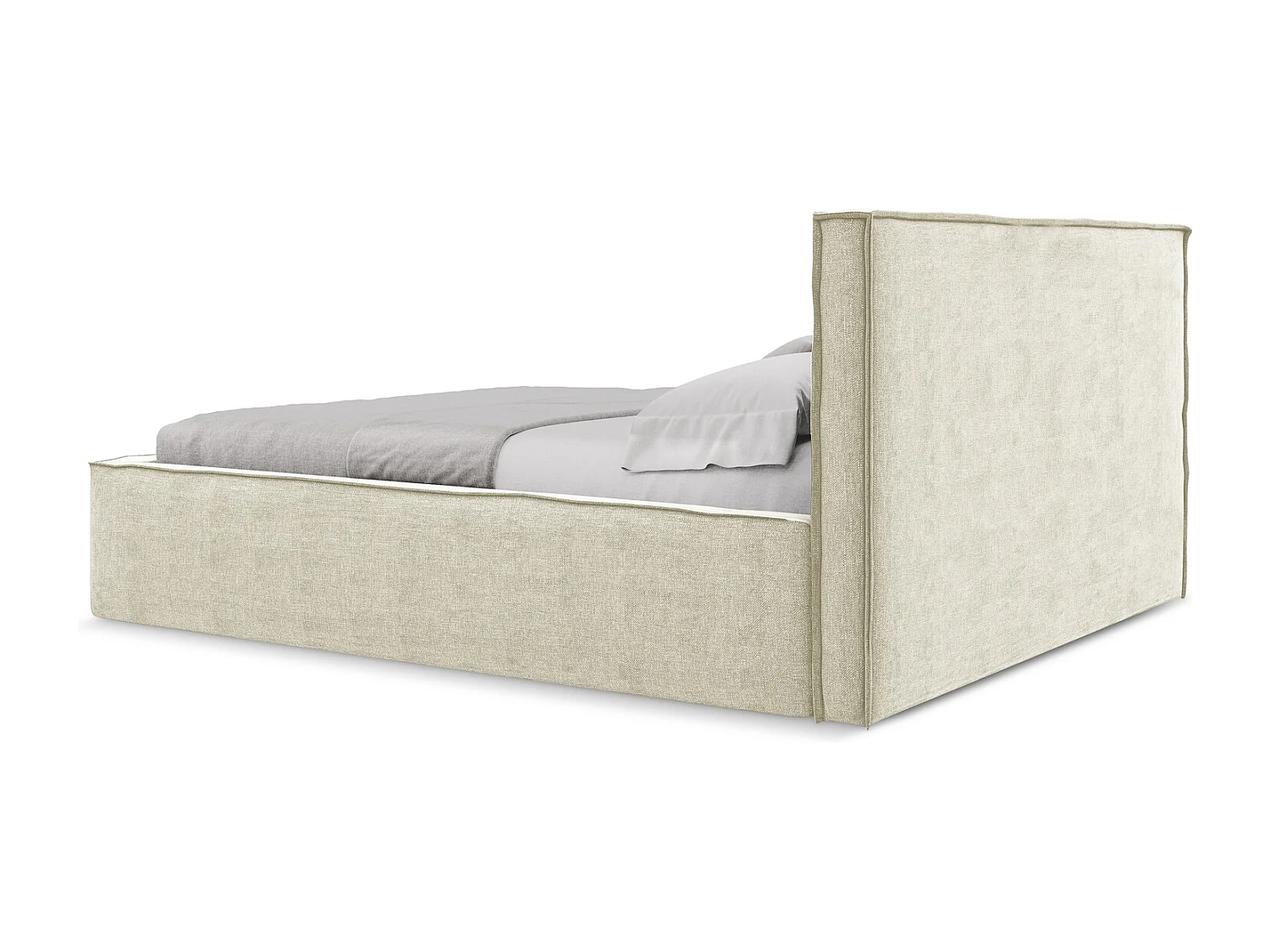 Bed met opbergruimte 200 x 228 - chenille stof - beige - ANANI